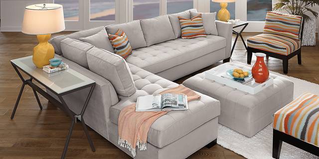 Cindy Crawford Home Calvin Heights XL Platinum 5 Pc Sectional Living Room - Thumbnail - Image 1