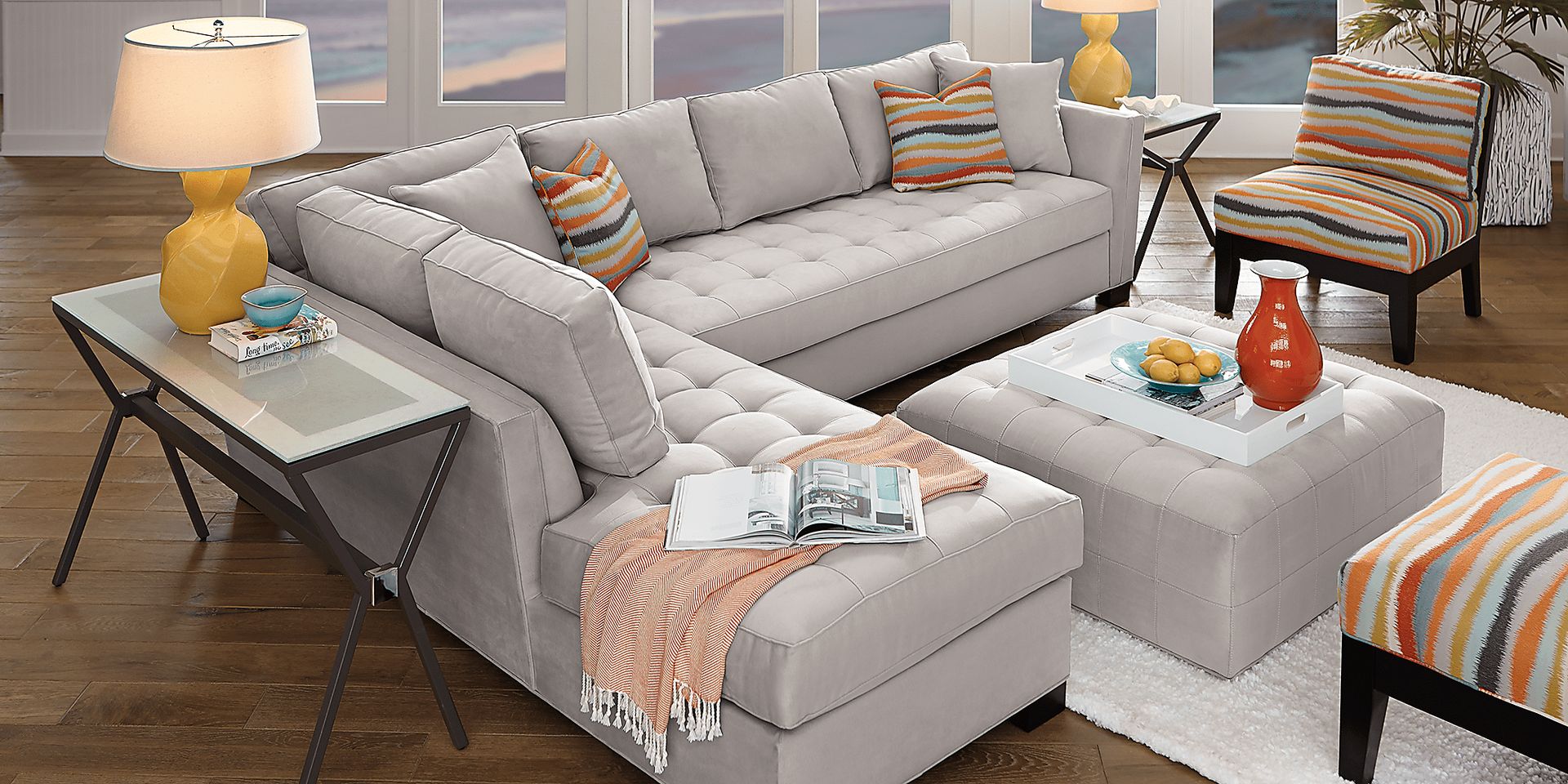 Cindy Crawford Home Calvin Heights XL Platinum 5 Pc Sectional Living Room - Image 1
