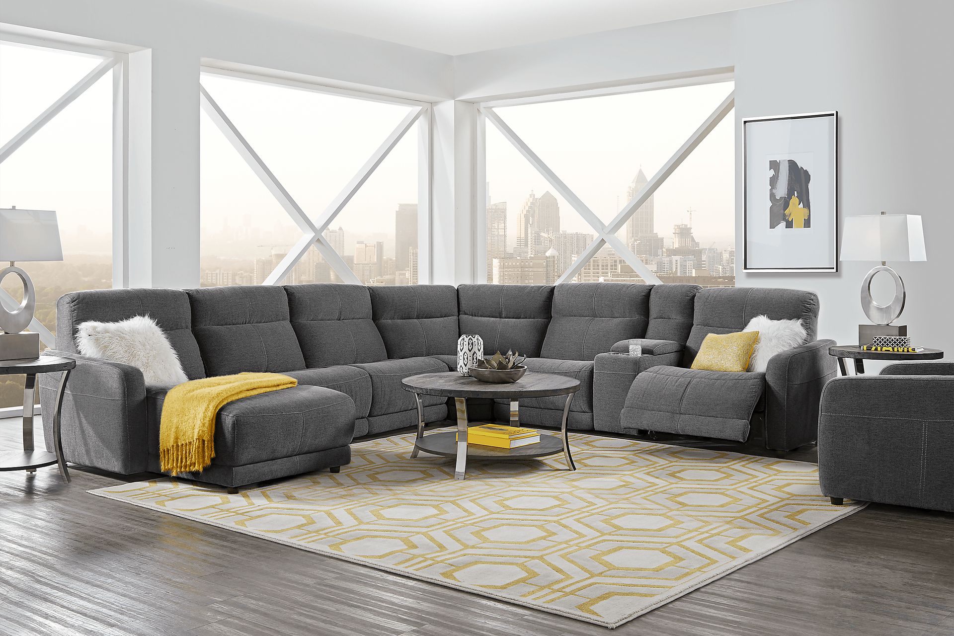 Cindy Crawford Home Camden Court Gray 10 Pc Power Reclining Sectional Living Room - Image 1