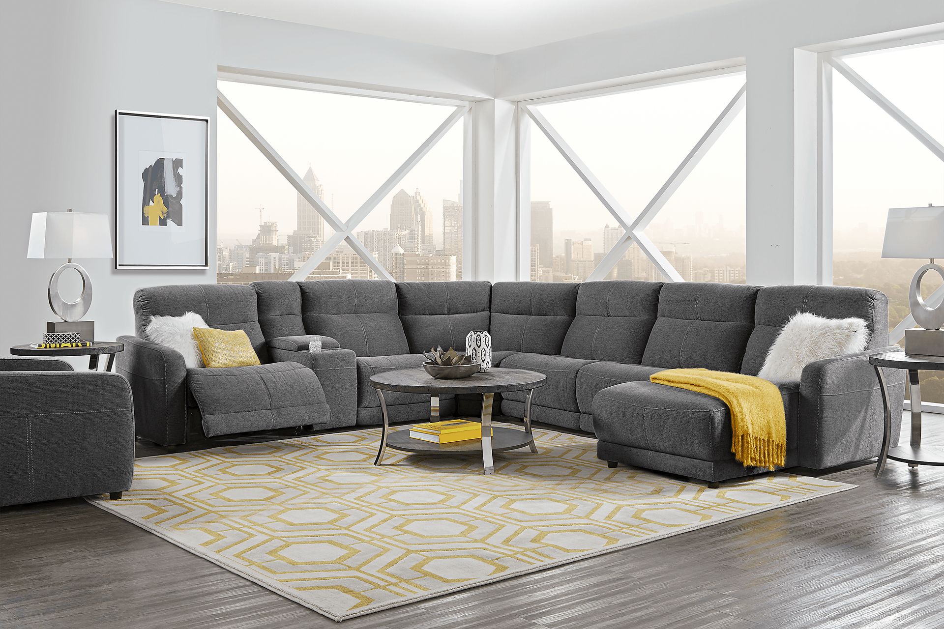 Cindy Crawford Home Camden Court Gray 7 Pc Power Reclining Sectional - Image 2