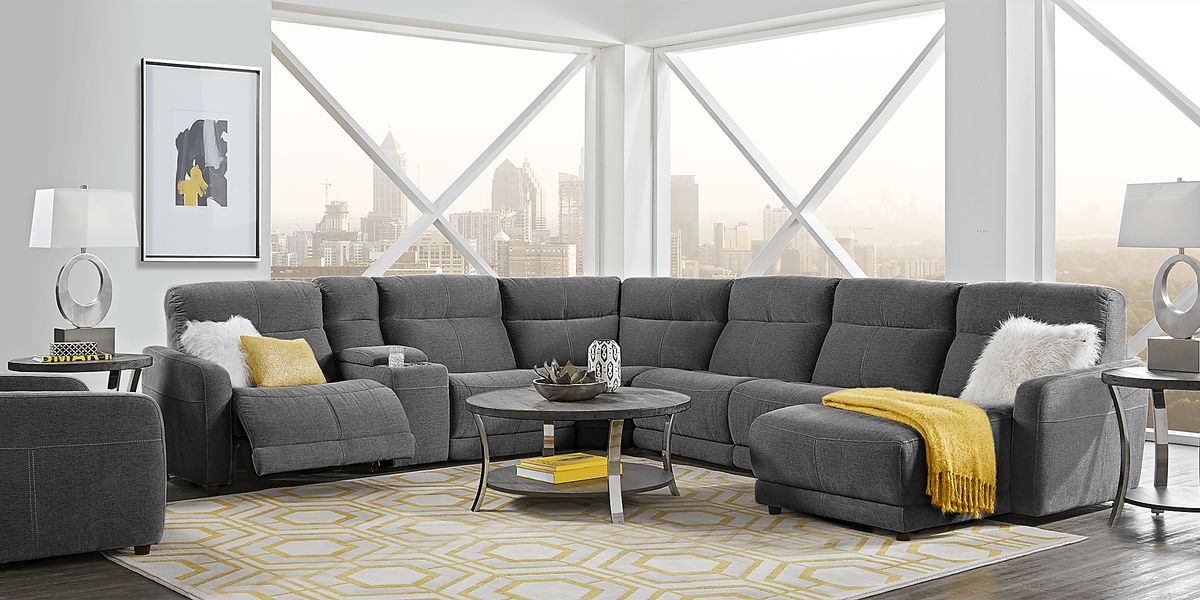 Image showcasing Textured Fabric Sectional Sofa | Wayfair