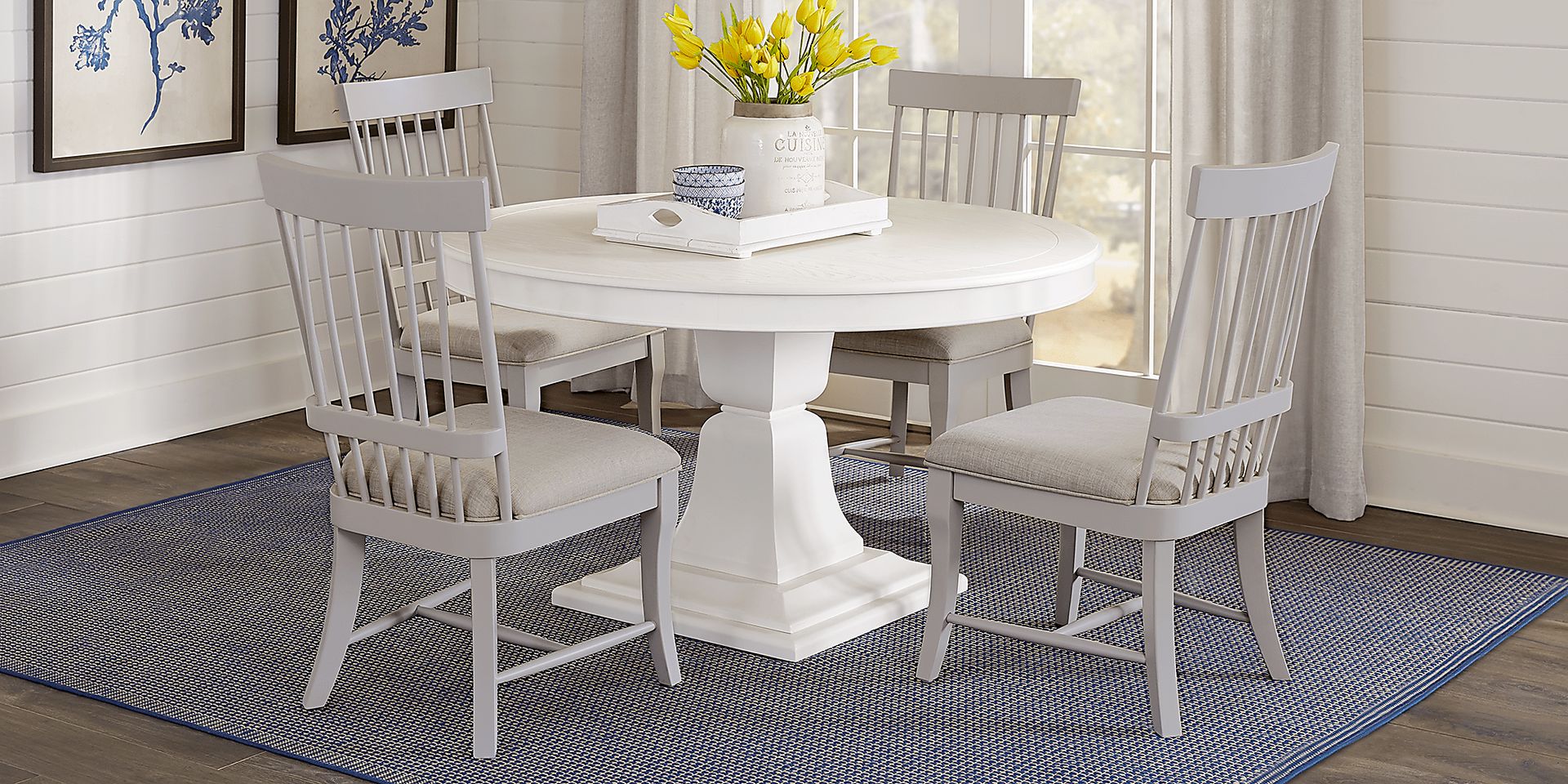 Cindy Crawford Home Cape Cottage White 5 Pc Dining Set with Gray Chairs - Image 2