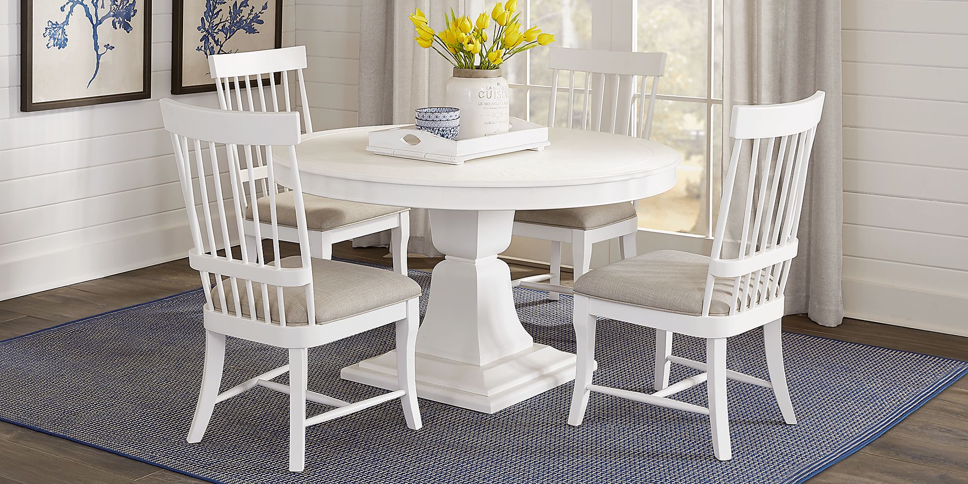 Cindy Crawford Home Cape Cottage White 5 Pc Dining Set with White Chairs - Image 2