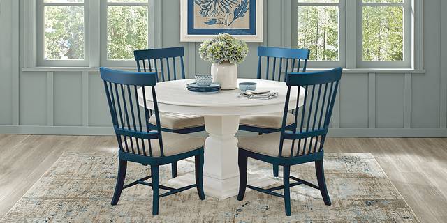 Cindy Crawford Home Cape Cottage White 5 Pc Dining Set with Blue Chairs - Thumbnail - Image 1