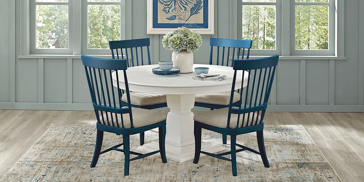 Cindy Crawford Cape Cottage 5 Pc White Colors,White Blue Black Dining