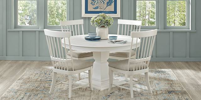 Cindy Crawford Home Cape Cottage White 5 Pc Dining Set with White Chairs - Thumbnail - Image 1