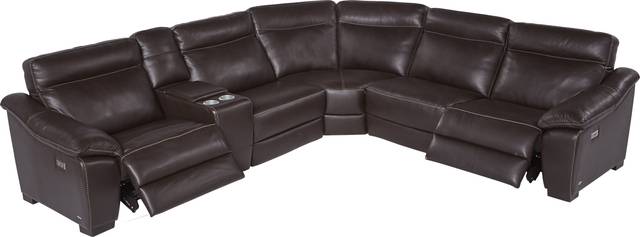 Cindy Crawford Home Castellina 6 Pc Brown Leather Power Plus Reclining Sectional - Thumbnail - Image 2