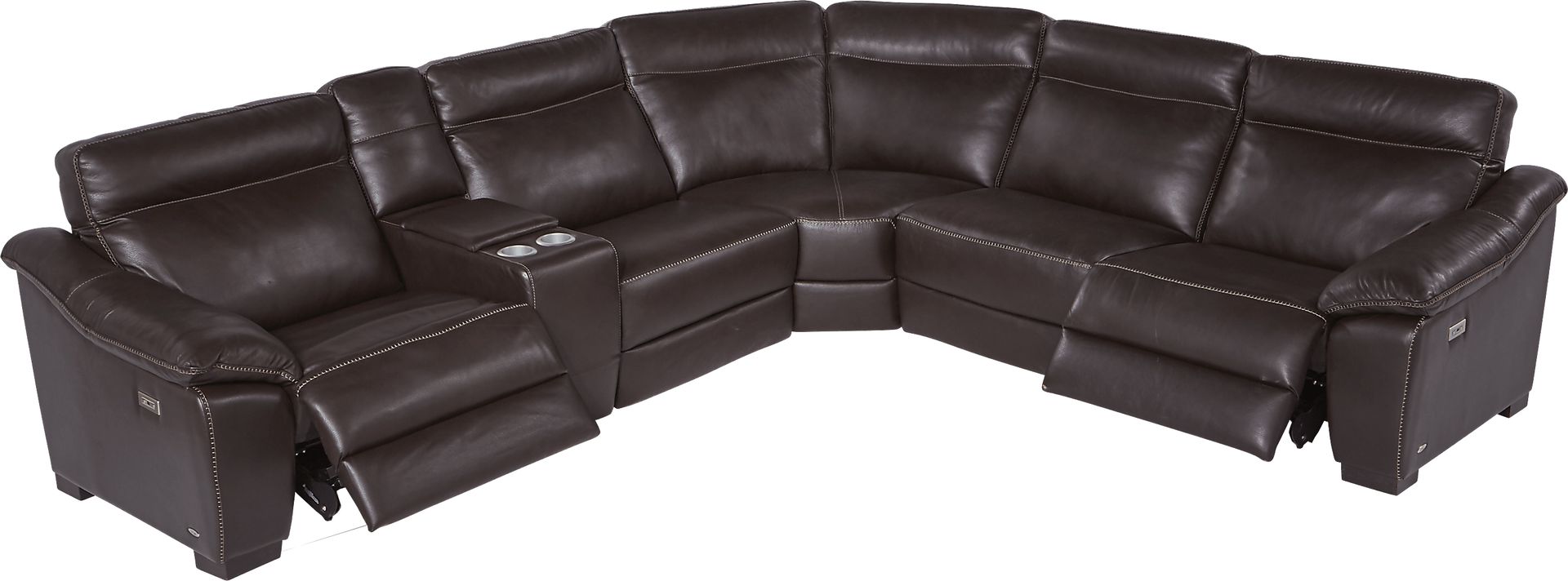 Cindy Crawford Home Castellina 6 Pc Brown Leather Power Plus Reclining Sectional - Image 2