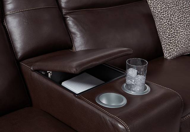 Cindy Crawford Home Castellina 6 Pc Brown Leather Power Plus Reclining Sectional - Thumbnail - Image 3