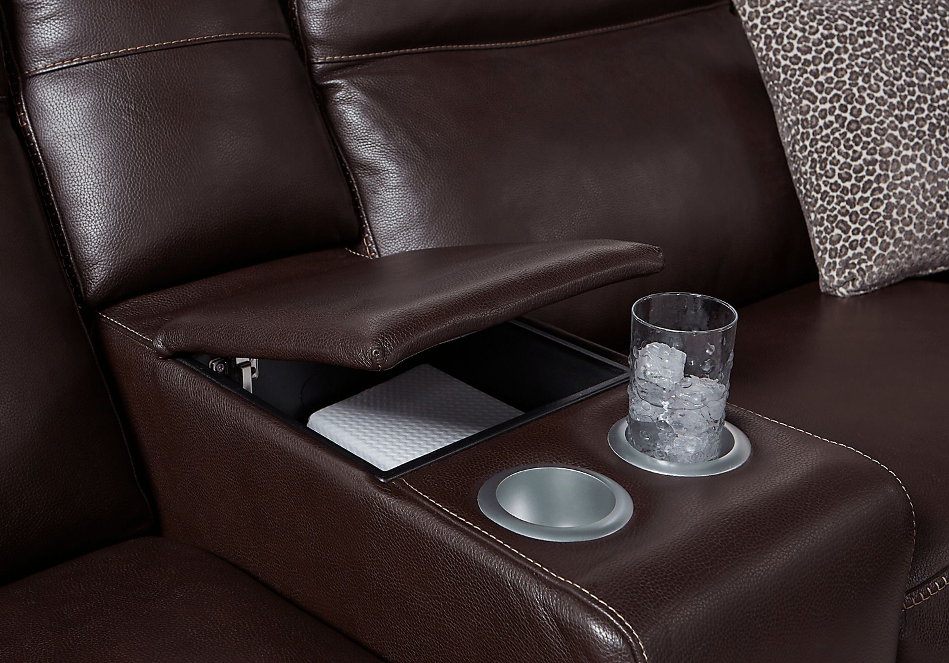 Cindy Crawford Home Castellina 6 Pc Brown Leather Power Plus Reclining Sectional - Image 3
