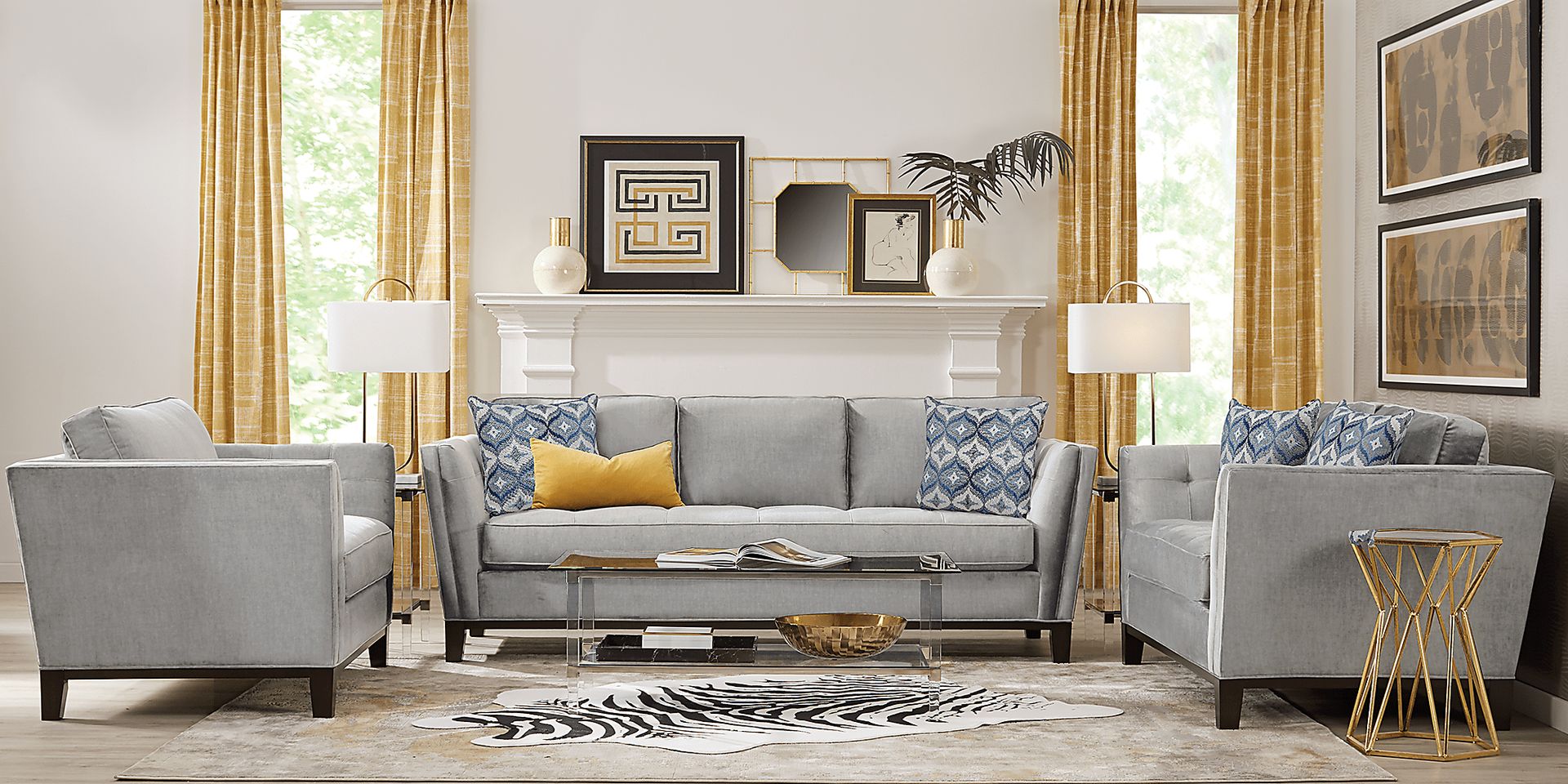 Cindy Crawford Home Central Boulevard Bluestone 5 Pc Living Room - Image 1