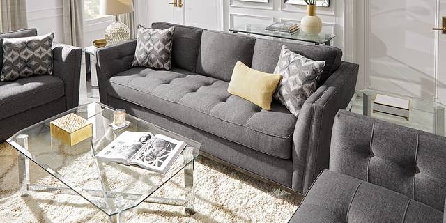 Cindy Crawford Home Central Boulevard Charcoal Textured Sofa - Thumbnail - Image 3