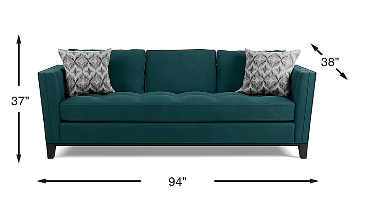 Cindy Crawford Central Boulevard Evergreen Green Textured Sofa