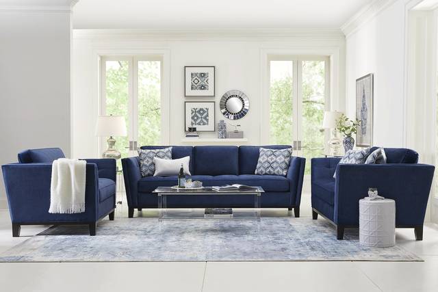 Cindy Crawford Home Central Boulevard Ink Plush Sofa - Thumbnail - Image 2
