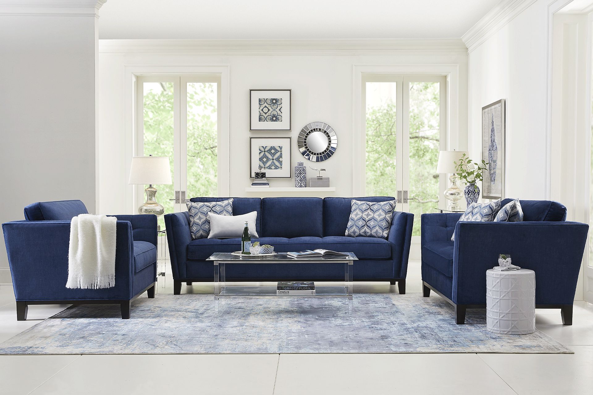 Cindy Crawford Home Central Boulevard Ink Plush Sofa - Image 2