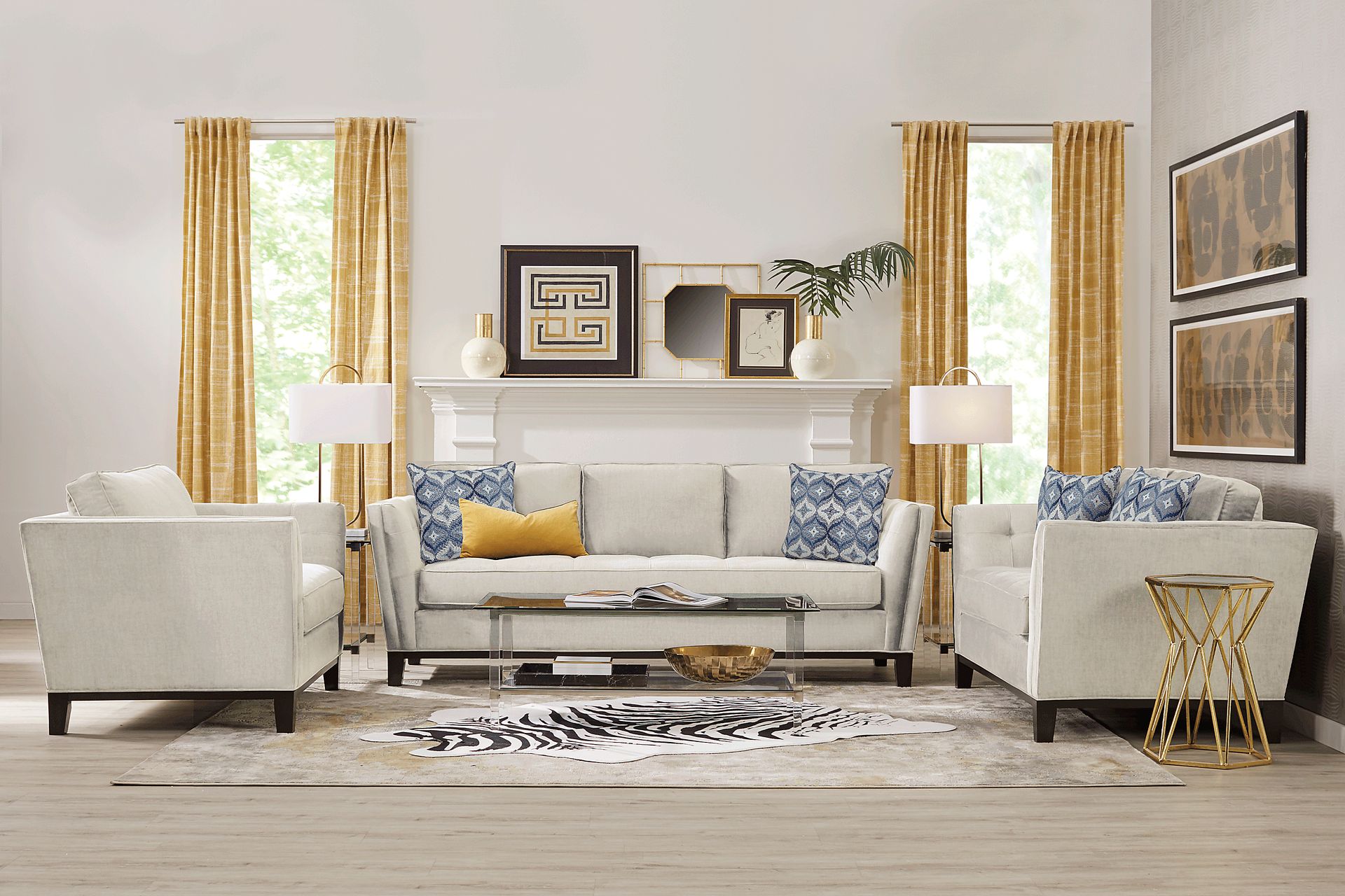 Cindy Crawford Home Central Boulevard Off-White Textured Loveseat - Image 2