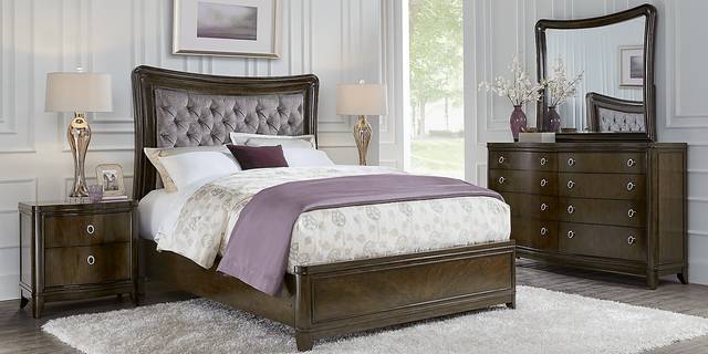 Cindy Crawford Home Chateau Brown 5 Pc Queen Upholstered Bedroom - Thumbnail - Image 1