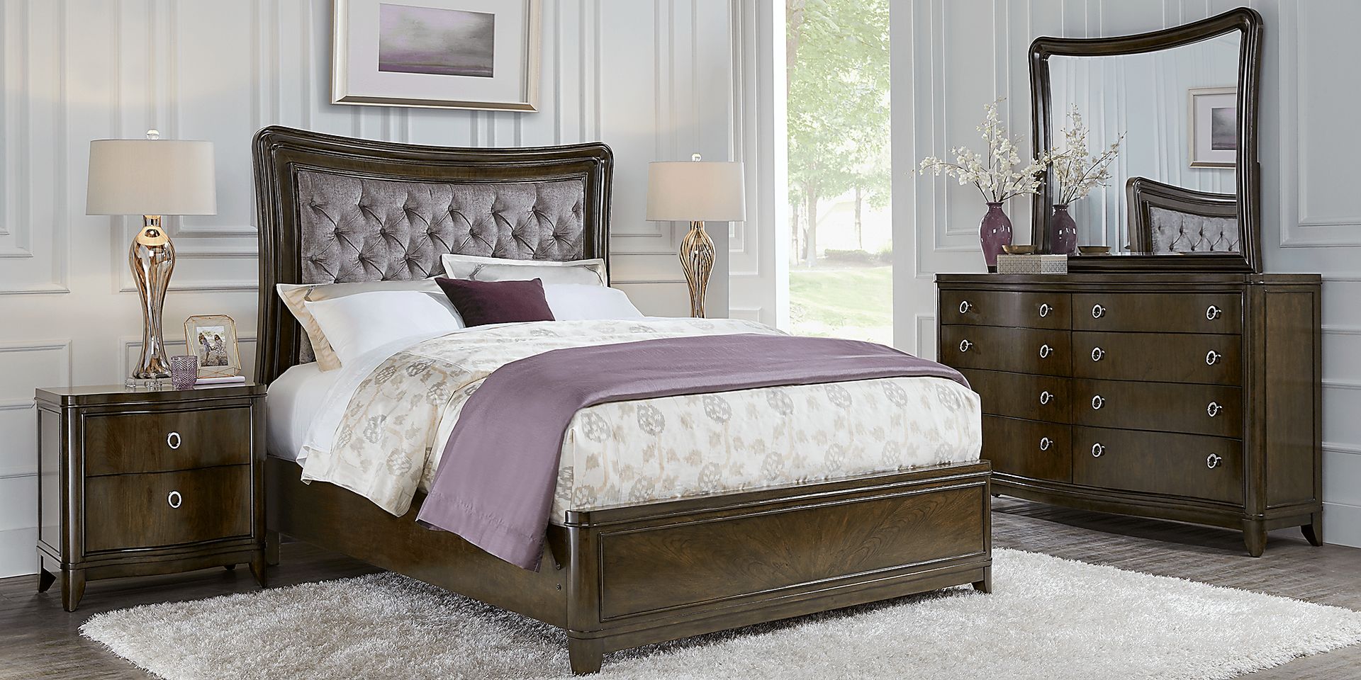 Cindy Crawford Home Chateau Brown 5 Pc Queen Upholstered Bedroom - Image 1