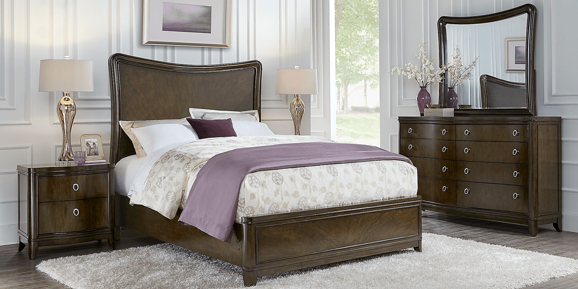Cindy Crawford Home Chateau Brown 7 Pc Queen Panel Bedroom - Image 1