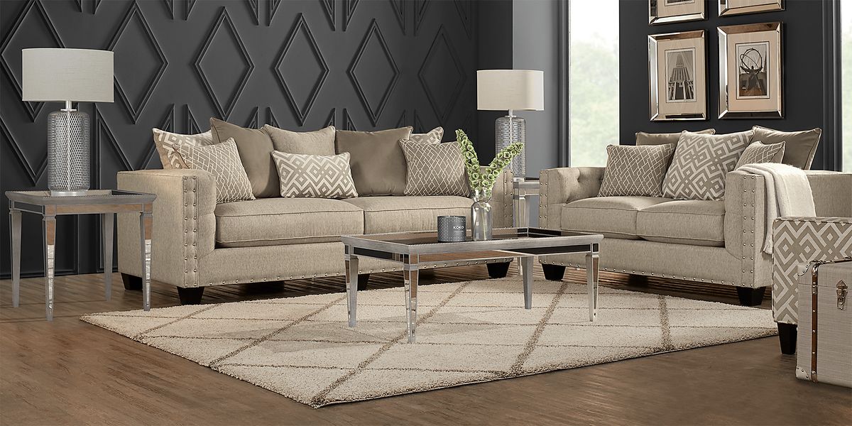 Cindy Crawford Chelsea Hills 5 Pc Beige Polyester Fabric Living Room ...