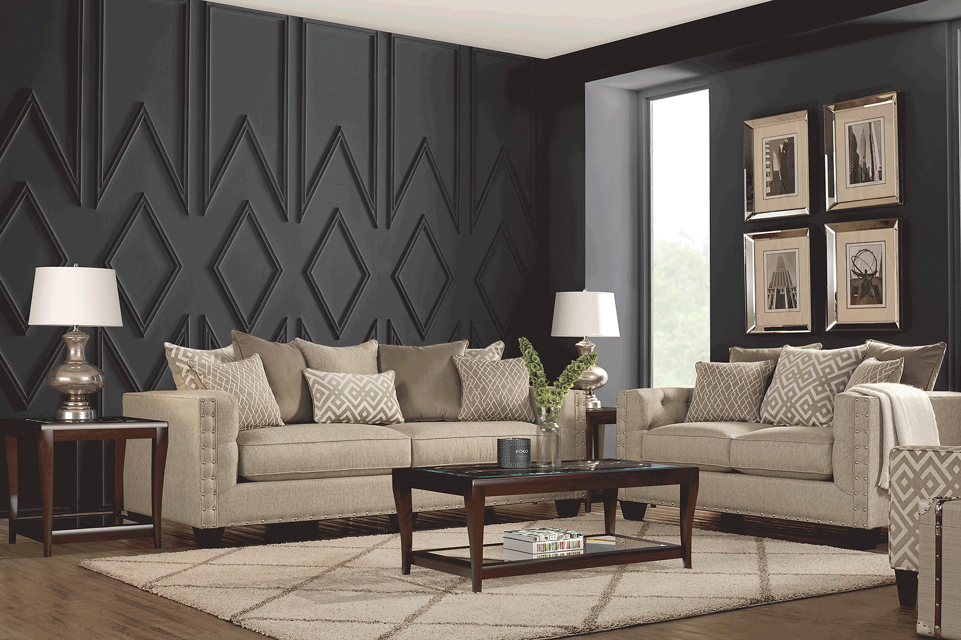 Cindy Crawford Home Chelsea Hills Beige 5 Pc Living Room - Image 1