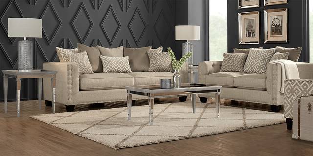 Cindy Crawford Home Chelsea Hills Beige 7 Pc Living Room - Thumbnail - Image 1