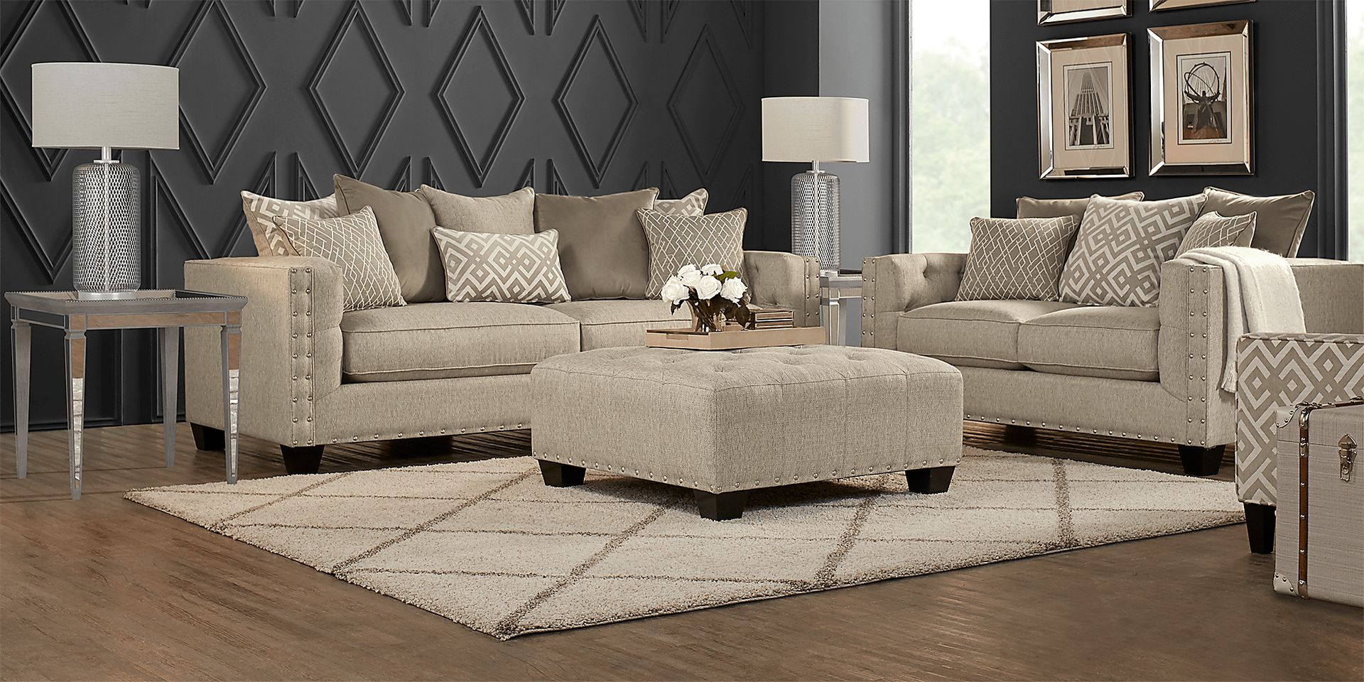 Cindy Crawford Chelsea Hills 7 Pc Beige Polyester Fabric Cindy Crawford Chelsea Hills 7 Pc Beige Polyester Fabric
