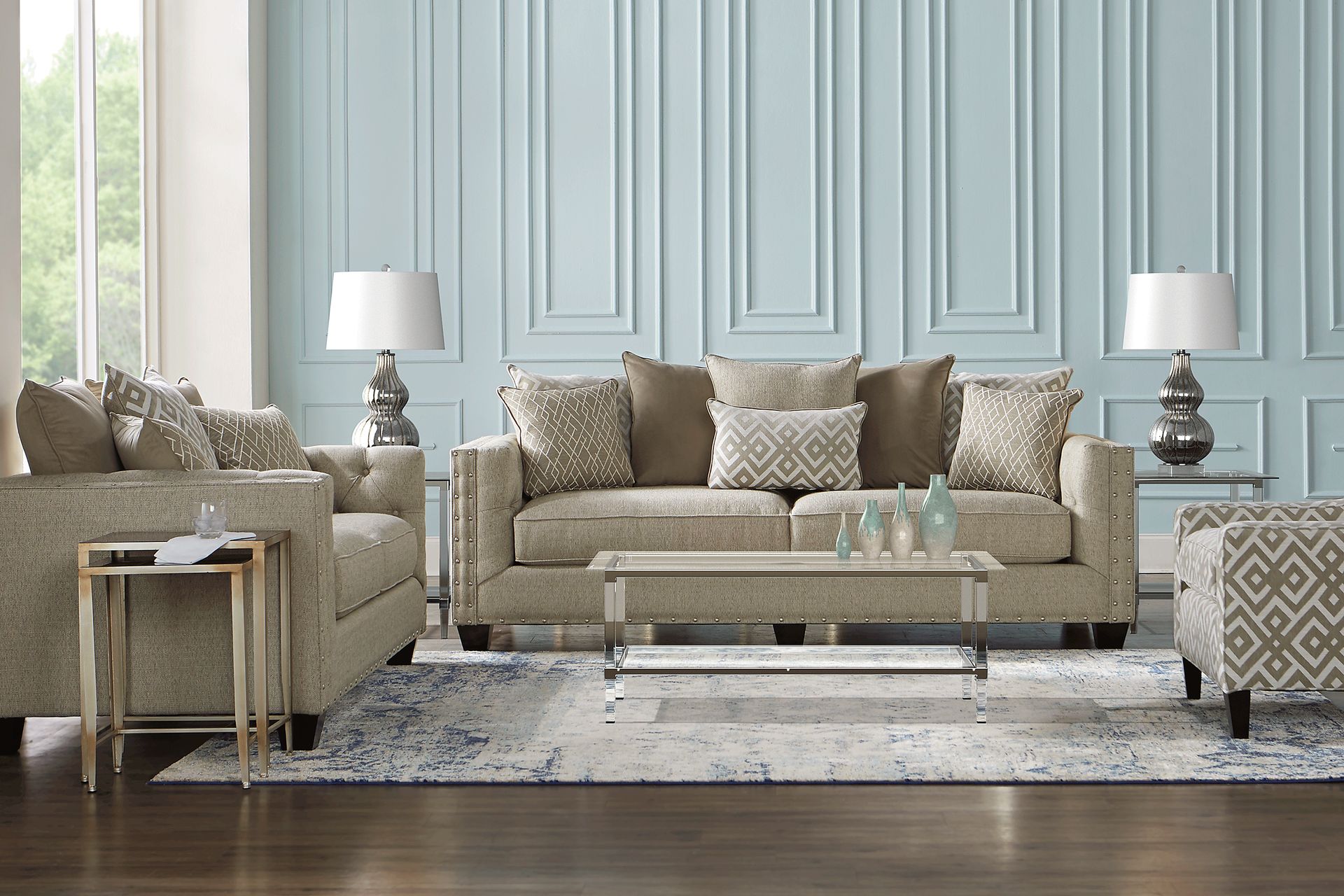 Cindy Crawford Home Chelsea Hills Beige 7 Pc Living Room - Image 1