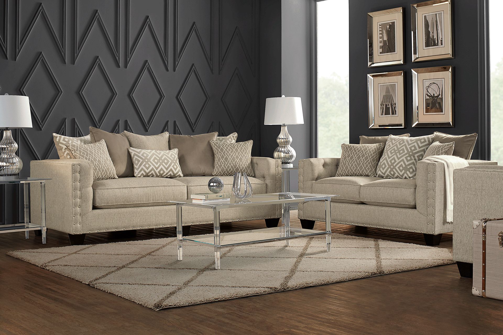 Cindy Crawford Home Chelsea Hills Beige 8 Pc Living Room - Image 1