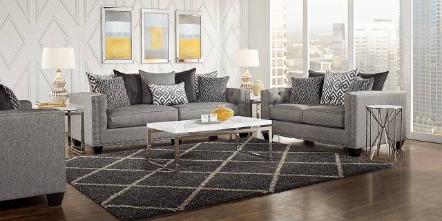 Cindy Crawford Home Chelsea Hills Gray 2 Pc Living Room - Thumbnail - Image 2