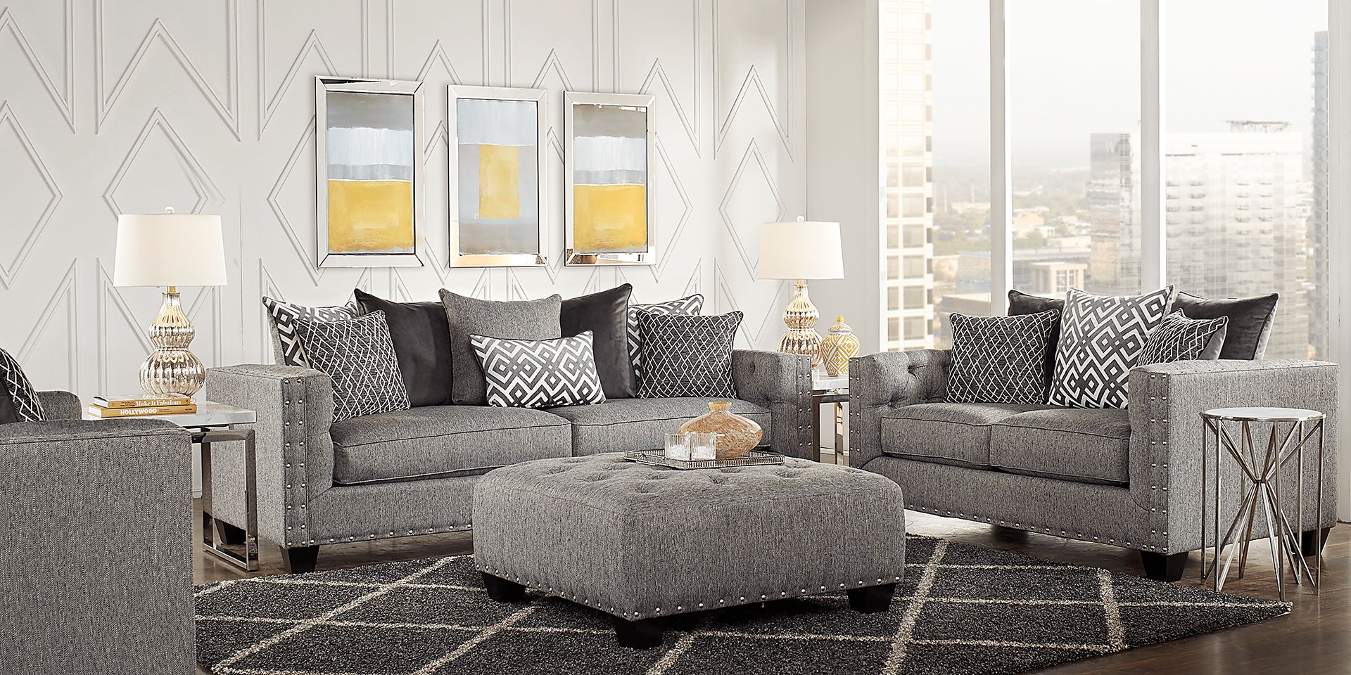 Cindy Crawford Home Chelsea Hills Gray 5 Pc Living Room - Image 1