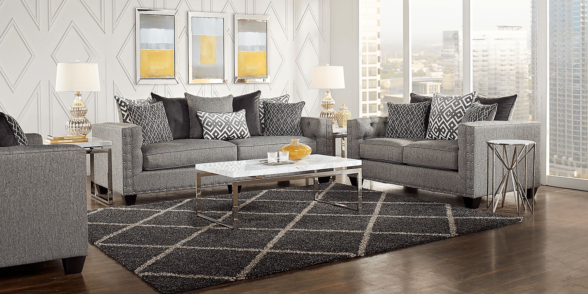 Cindy Crawford Home Chelsea Hills Gray 7 Pc Living Room - Image 2