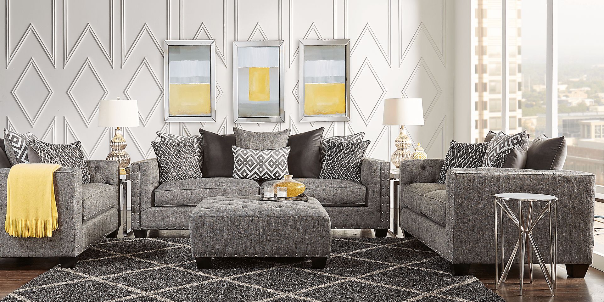 Cindy Crawford Home Chelsea Hills Gray 7 Pc Living Room - Image 2
