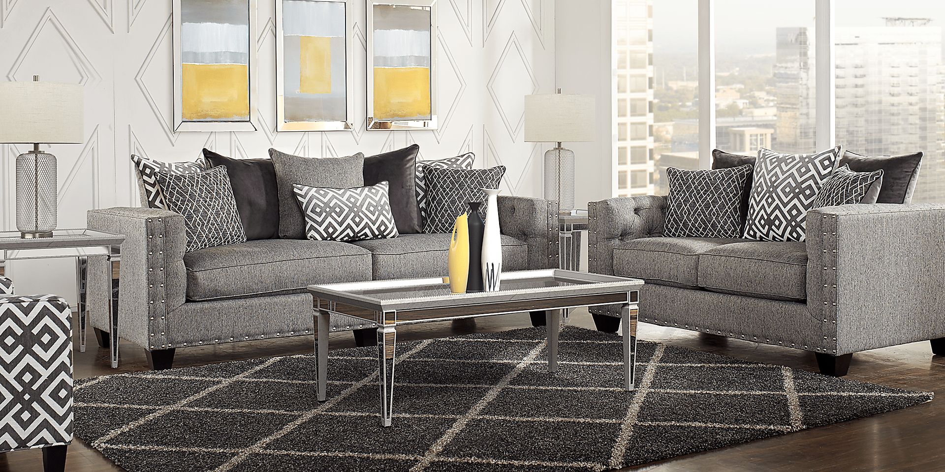 Cindy Crawford Home Chelsea Hills Gray 7 Pc Living Room - Image 1