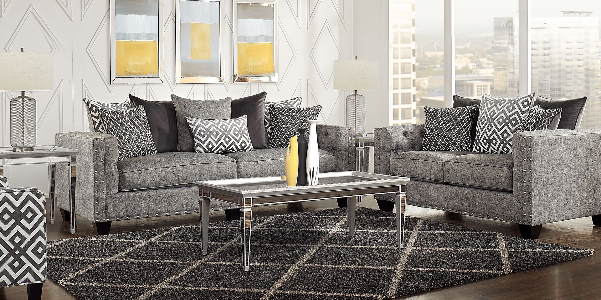 Cindy Crawford Home Chelsea Hills Gray 8 Pc Living Room - Image 1