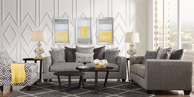 Cindy Crawford Home Chelsea Hills Gray 8 Pc Living Room - Thumbnail - Image 1
