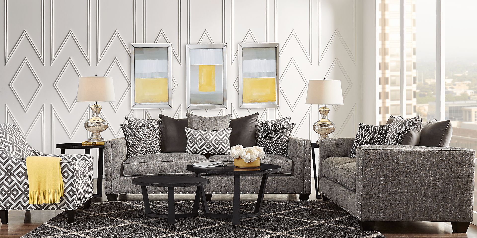 Cindy Crawford Home Chelsea Hills Gray 8 Pc Living Room - Image 1