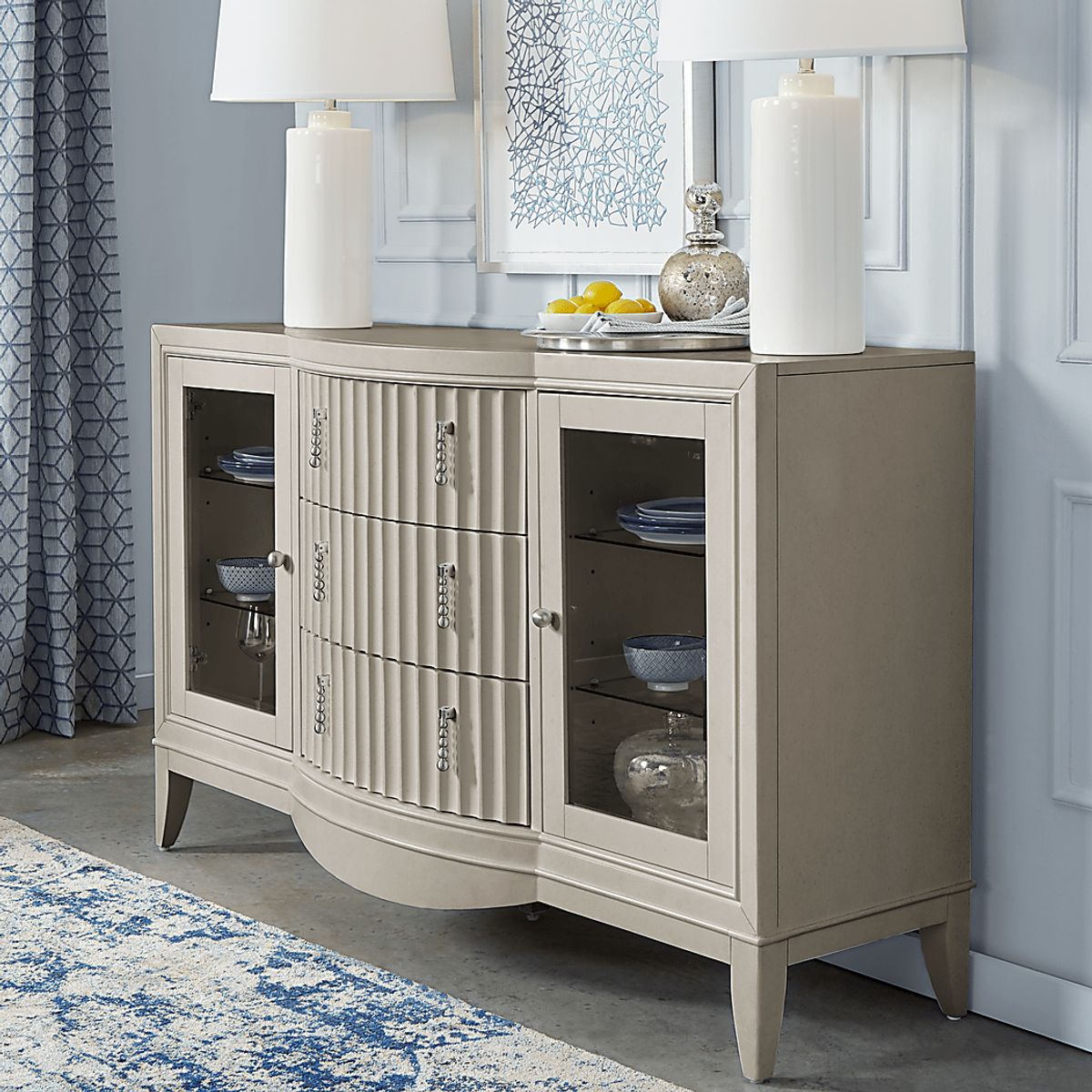 エンターティナー ドバイ Cindy Crawford Clarendon Heights Gray Server | Rooms to Go
