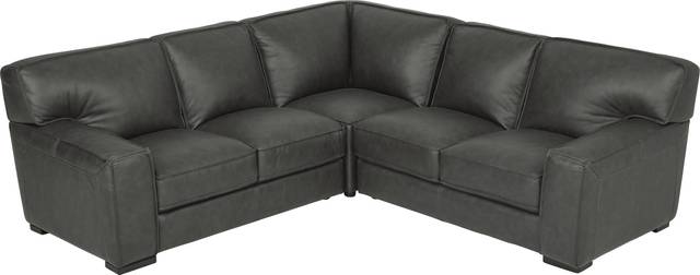 Cindy Crawford Home Deangelo Dark Gray Leather 3 Pc Sectional - Thumbnail - Image 3