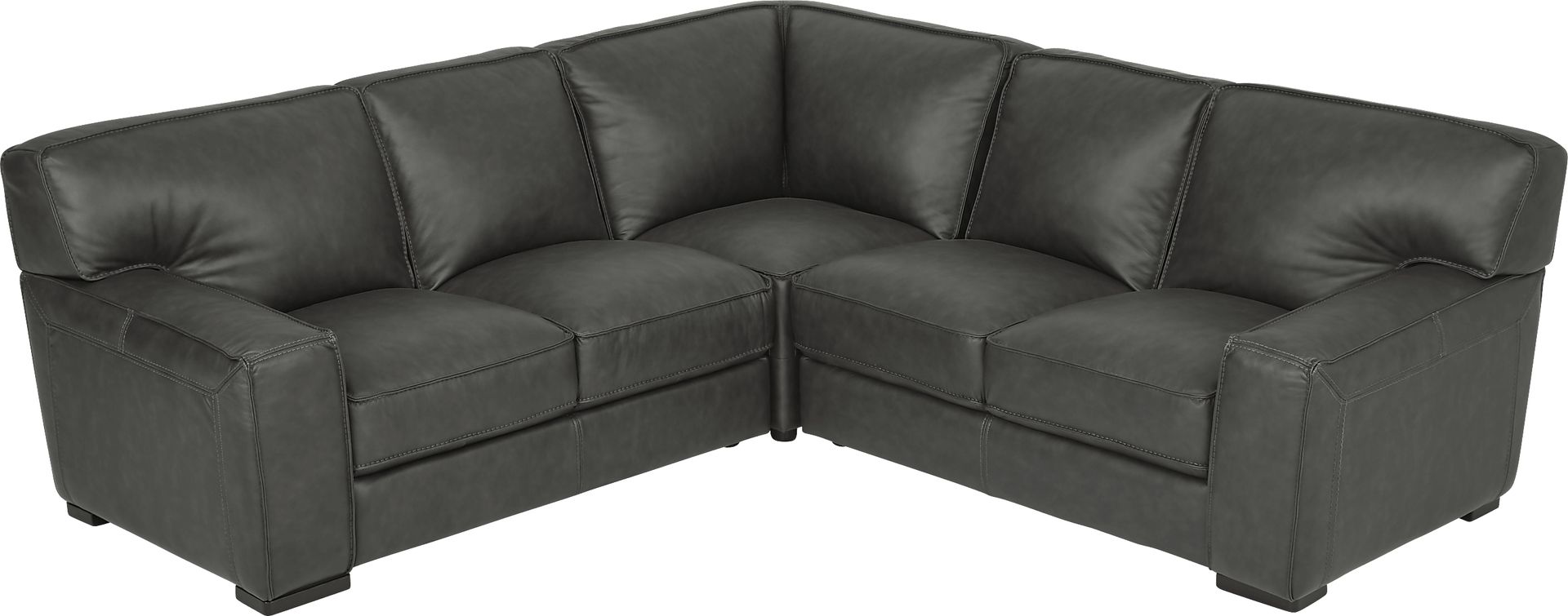 Cindy Crawford Home Deangelo Dark Gray Leather 3 Pc Sectional - Image 3