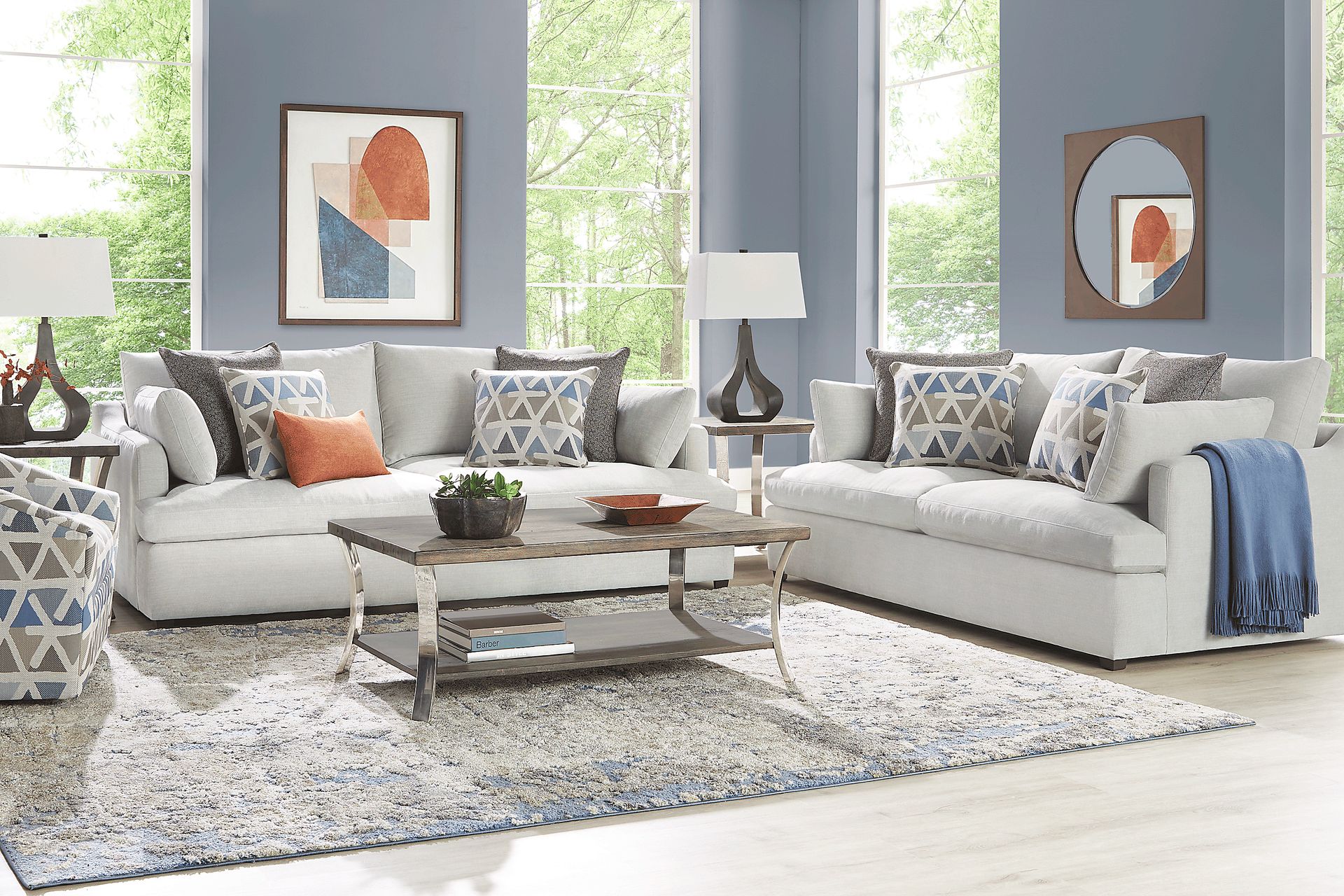 Cindy Crawford Home Emerson Park Silver 7 Pc Living Room - Image 1