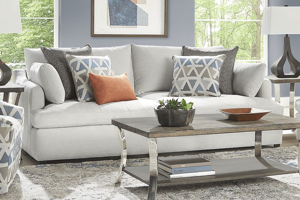 Cindy Crawford Emerson Park Silver Gray Chenille Fabric Sofa | Rooms to Go