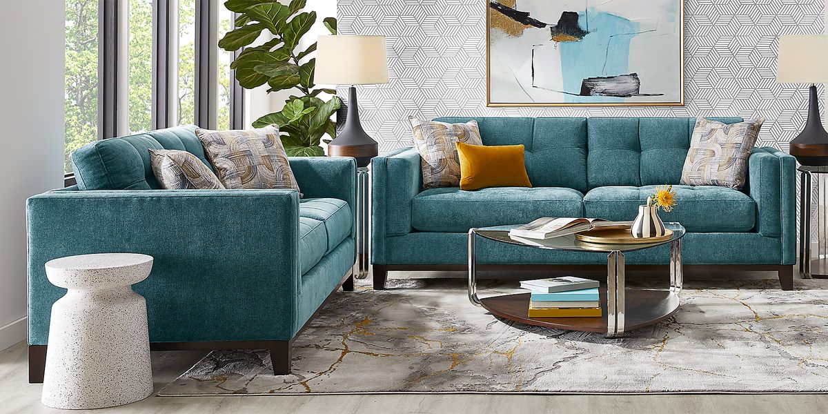 Cindy Crawford Home Everleigh Place Lagoon 2 Pc Living Room - Rooms To Go
