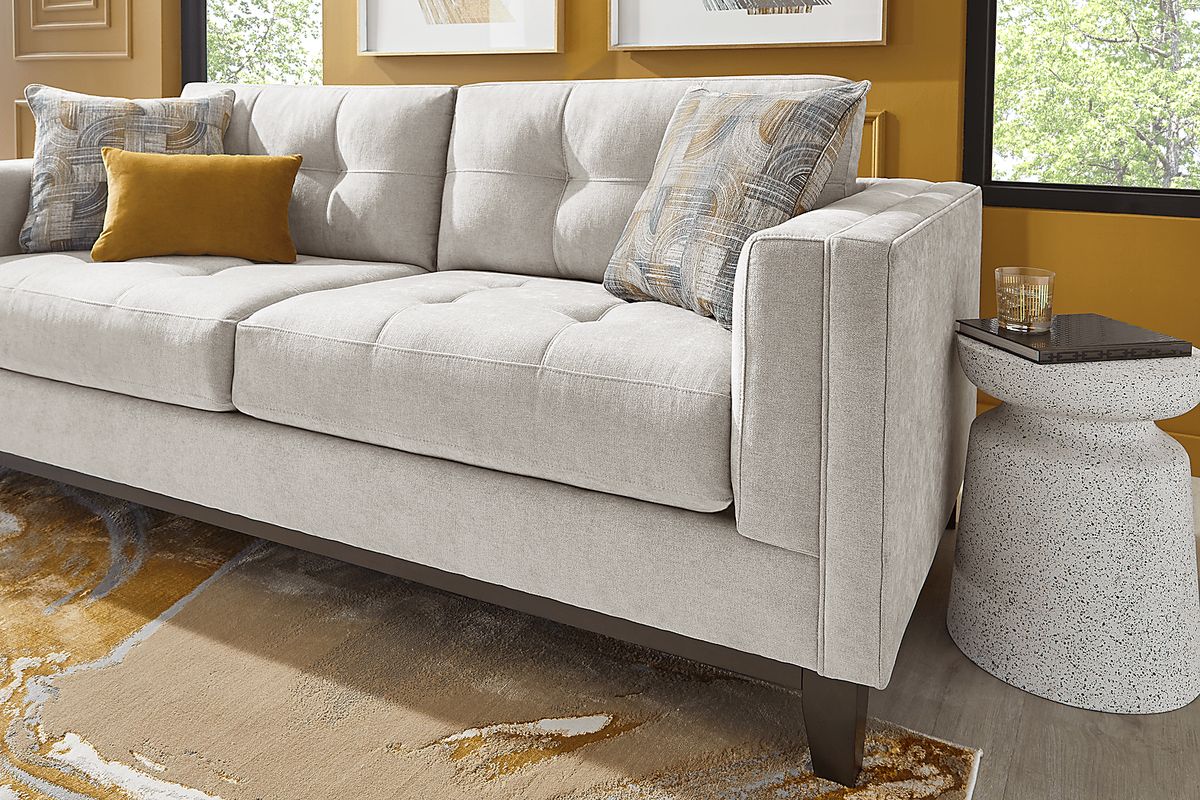 Cindy Crawford Everleigh Place 5 Pc Oyster Beige Chenille Fabric Living Room Set With Sofa