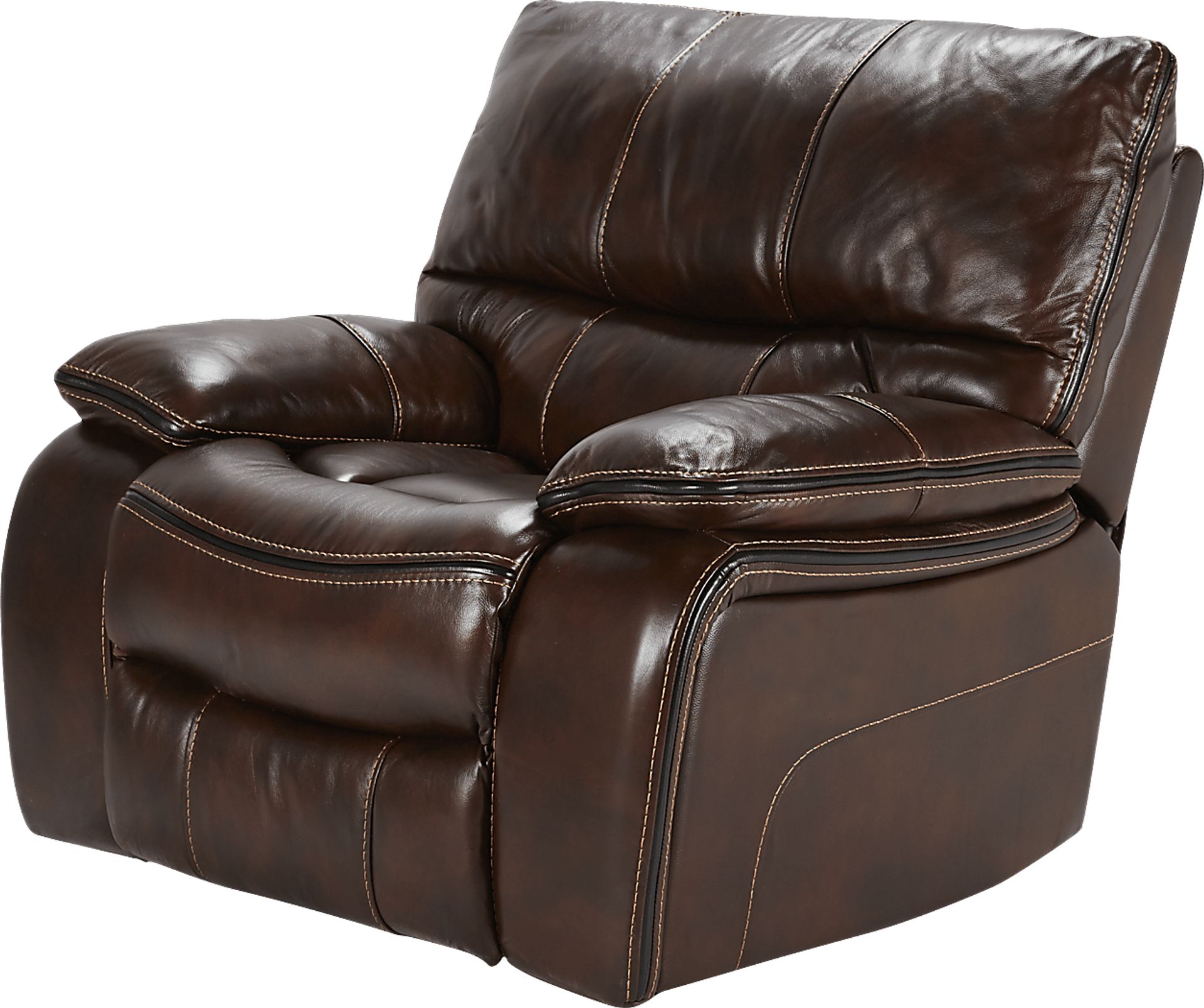 Cindy Crawford Home Gianna Brown Leather Power Recliner - Image 1