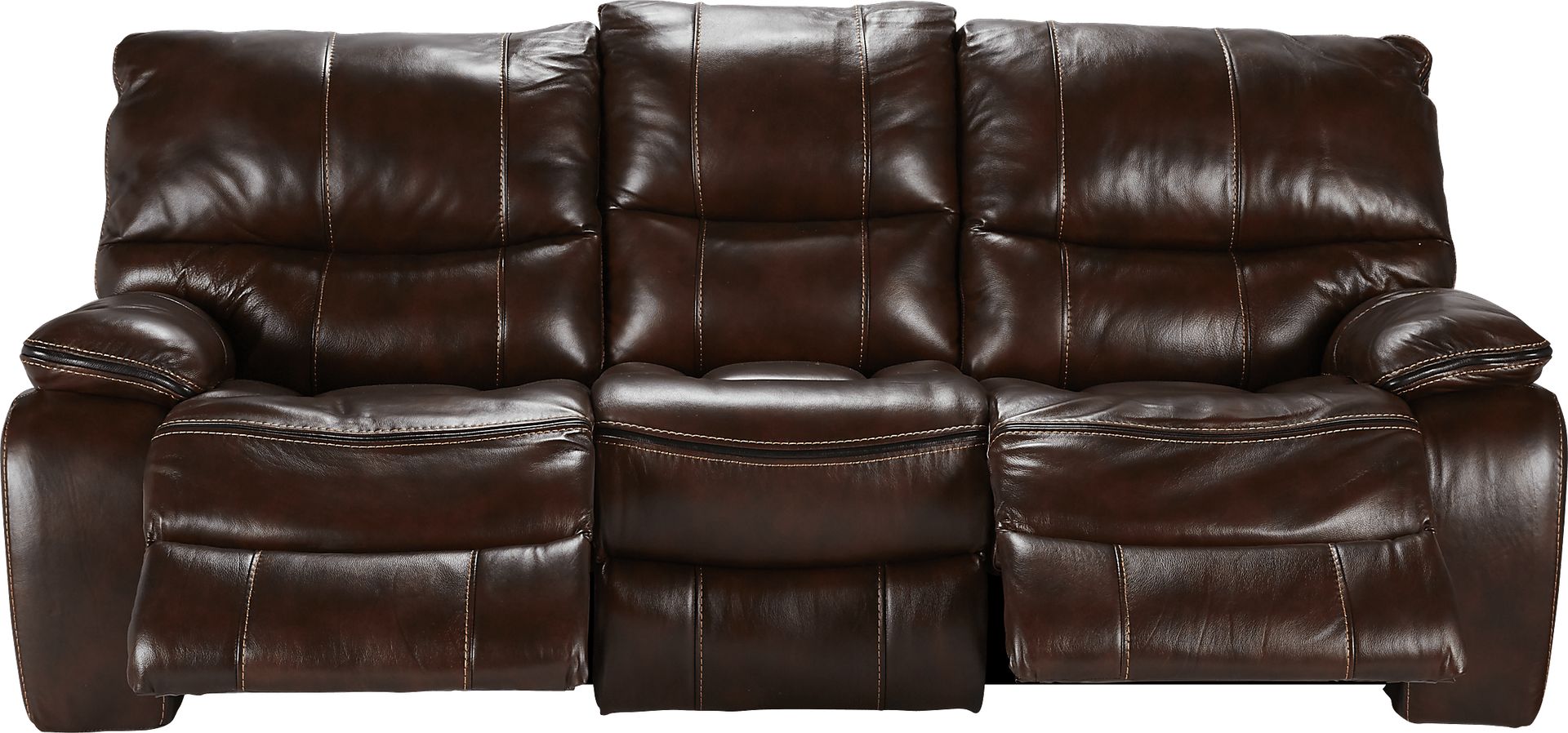 Cindy Crawford Home Gianna Brown Leather Reclining Sofa - Image 2
