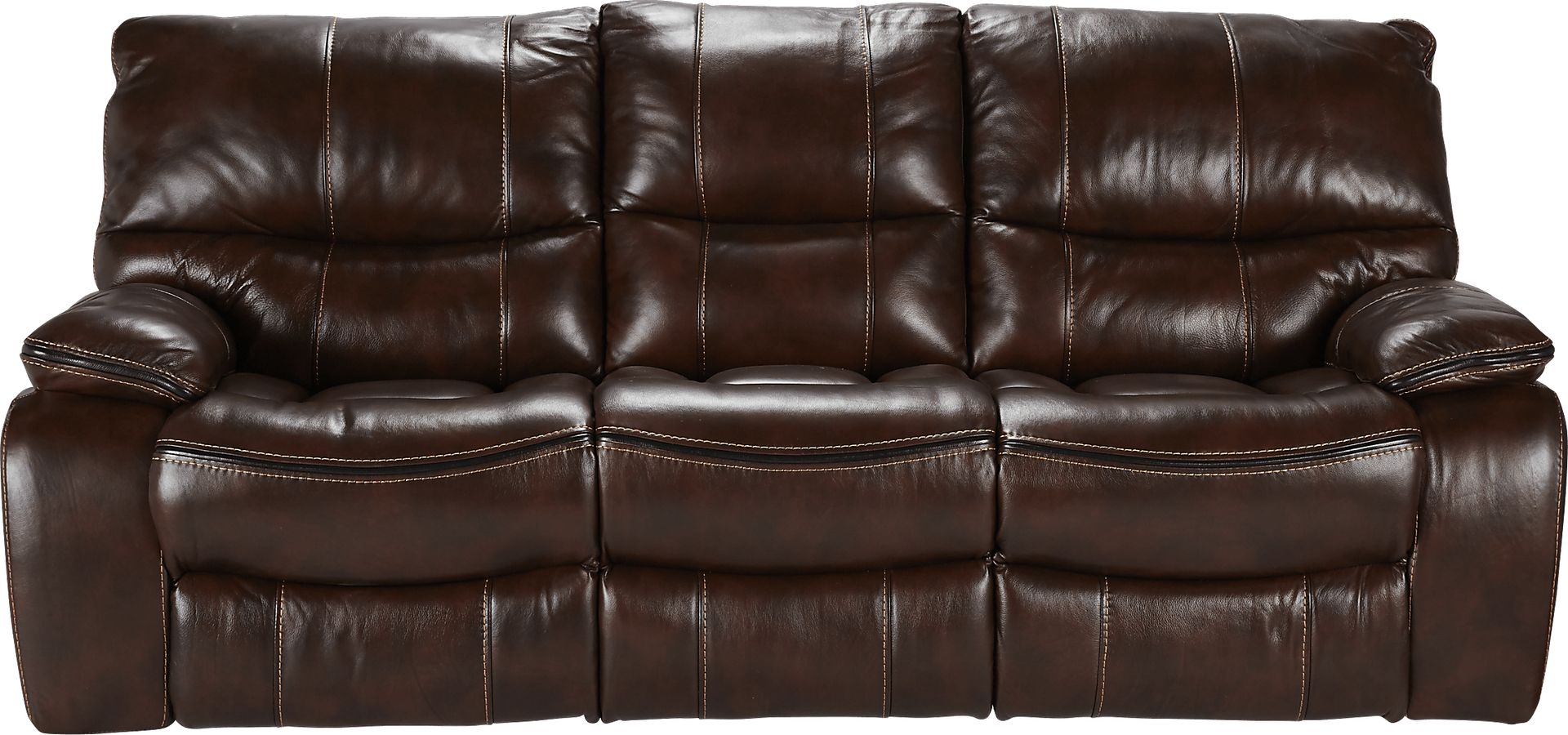 Cindy Crawford Home Gianna Brown Leather Reclining Sofa - Image 1