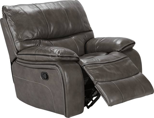 Cindy Crawford Home Gianna Gray Leather Glider Recliner - Thumbnail - Image 2