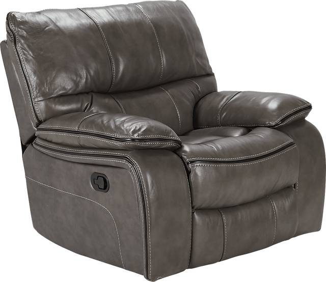 Cindy Crawford Home Gianna Gray Leather Glider Recliner - Thumbnail - Image 1