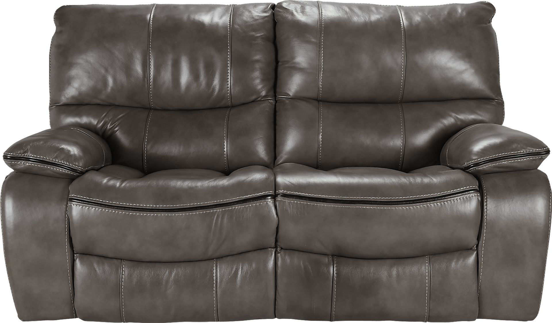 Cindy Crawford Home Gianna Gray Leather Loveseat - Image 1
